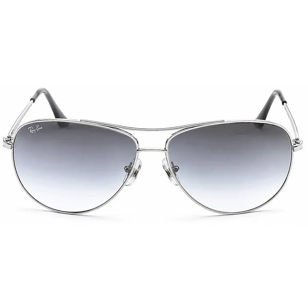 RAY-BAN Aviator Sunglasses Silver Frame Men/Women Gradient Grey Lens With Case